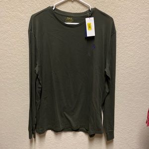 Mens long sleeve polo, green